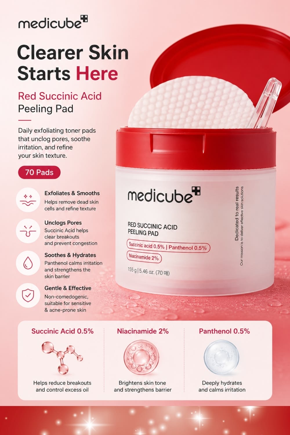 Medicube Red Succinic Acid Peeling Pad - Image 2