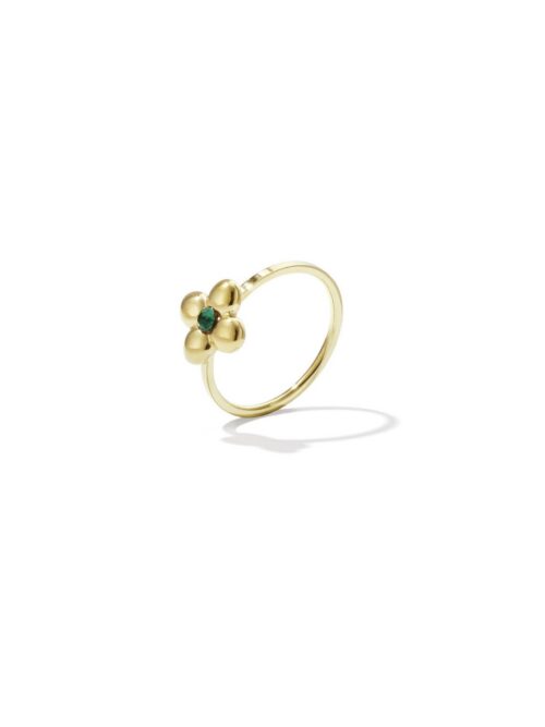 Klaver ring met groen steentje